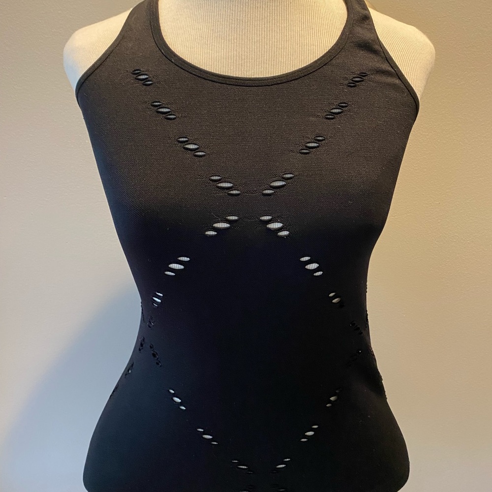 IVY PARK Black Scoop Neck Stretch Tank With Eyelets XXS/XS